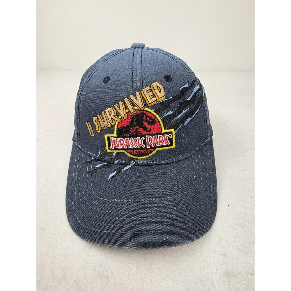 Vintage Universal‎ Studios Jurassic Park Hat I Survived Scratch Ombré Blue Kids